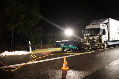 Bad Duerrheim: Schweizerin verunglueckt toedlich bei Verkehrsunfall - LKW und mehrere Pkw beteiligt